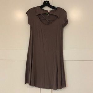 Mahina tee shirt dress with criss cross detail